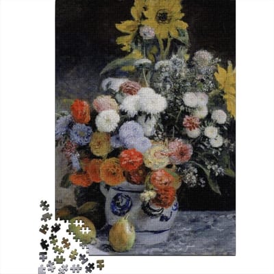 Kunstpuzzel 1000 stukjes - Houten legpuzzel - Ontspanning thuis - Grote poster inbegrepen - 75 x 50 cm - Kleurrijk