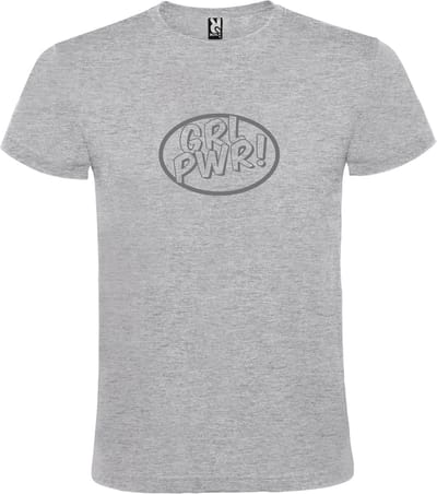 Grijs t-shirt met 'Girl Power / GRL PWR' print Zilver Maat XS