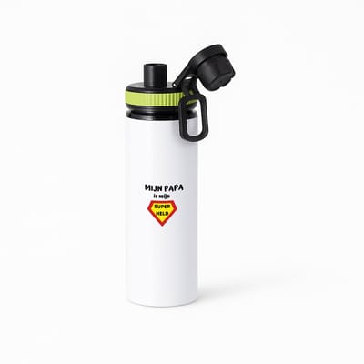 Hacebo® - mijn papa is mijn superheld waterfles met draaidop groen - Vader - super papa - vader cadeautjes - vaderdag - verjaardag - geschenk - kado - water fles - 850ML