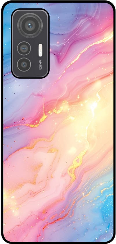 Smartphonica Telefoonhoesje Geschikt voor Xiaomi 12 Lite met Regenboog Glitter Marmer Opdruk - TPU Backcover Case Rainbow Glitter Marble Design geschikt voor Xiaomi 12 Lite