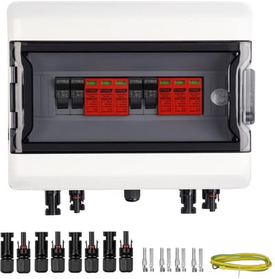 Zonne-energie Aansluitdoos met Overspanningsbeveiliging - IP65 Waterdicht, 3P DC 1000 V, 32 A, 2 Stringen