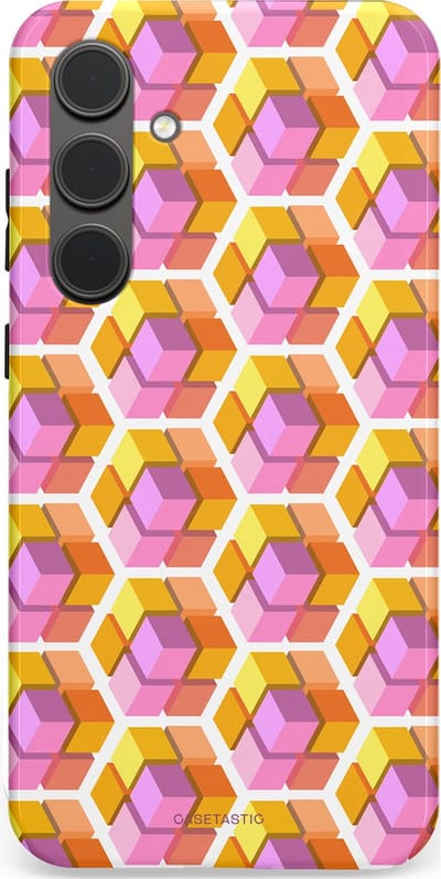 Casetastic Hoesje Geschikt voor Samsung S24 Plus - Stijlvolle Beschermende Duo-layer Case - Pastel Hex Kunst