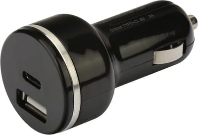 NÖRDIC CARC-N1008 Snelle Autolader, USB Quick Charger 3.0, USB-C Power Delivery 18 W, zwart