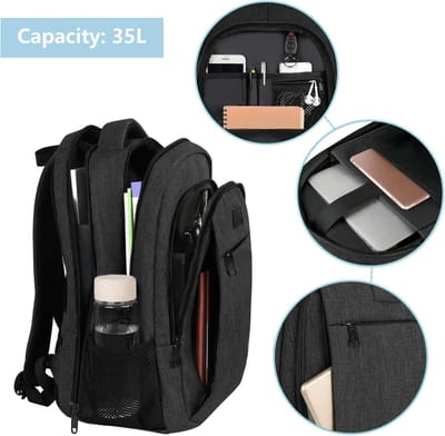 Famanu - Laptoprugzak voor op reis 17,3 inches grote computerrugzak Stijlvolle zakelijke rugzak Unisex Lichtgewicht rugzak Dagrugzak Zwart