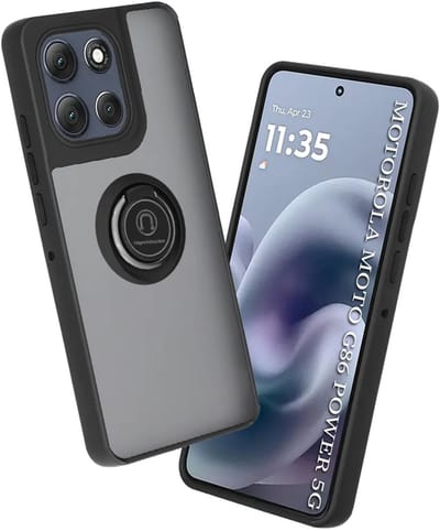 Hoesje geschikt voor Motorola Moto G86 Power - Techsuit Glinth Back Cover met ring en magneet - Zwart
