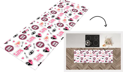 Keukenloper - Loper keuken - Meisjes - Roze - Hartjes - Design - 150x50 cm - Keukenloper vinyl