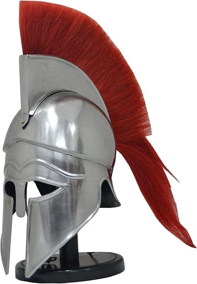 Historische Helm - Griekse replica - Feestelijke aankleding - Volledige volwassen maat - 69 cm omtrek - Zwart met pluim