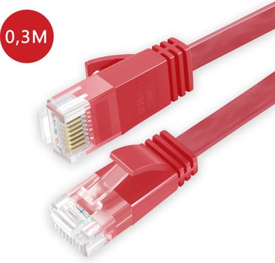BukkitBow - Cat6 - U/UTP Kabel – Netwerkkabel – Extra Plat – 0.3 Meter - Rood