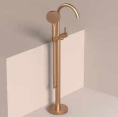 IVY Pact Badmengkraan vrijstaand met draaibare uitloop, slang 150cm en 3-standen handdouche Geborsteld metal black PVD