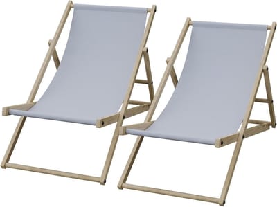 Ligstoelen set - Strandstoel tuin - Buiten ontspannen - 3 ligstanden - Tot 120 kg - Lichtgrijs