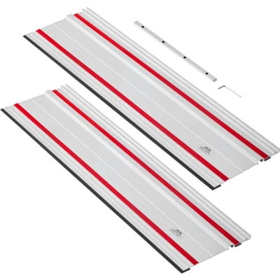 VEVOR geleiderail voor handcirkelzagen, inclusief 2 x 700 mm aluminium cirkelzaagrails en 1 connector, compatibel met diverse merken invalzagen, voor houtbewerkingsprojecten.