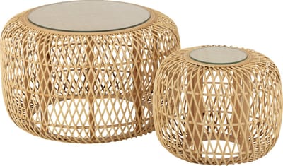 J-Line bijzettafel Afrika - bamboe/sparhout - naturel - set van 2
