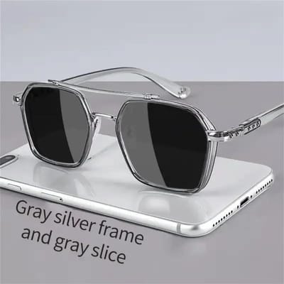 Articles tendance Lunettes de pêche vintage pour hommes et femmes Lunettes de soleil de conduite et de pêche Lunettes de soleil métalliques design pour hommes gray