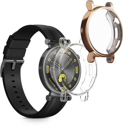 kwmobile 2x smartwatch hoes geschikt voor Huawei Watch GT4 41mm hoesje - Siliconen sporthorloge cover - Activity tracker case in transparant / roségoud
