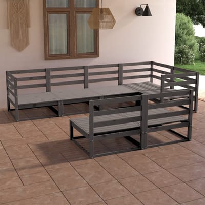 vidaXL - 7-delige - Loungeset - massief - grenenhout - grijs