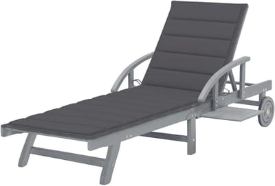 Houten Loungestoel - Tuinstoel Ligbed - Ontspannen Buiten - Verstelbaar Voet- en Rugdeel - 200 cm Lang - Antraciet