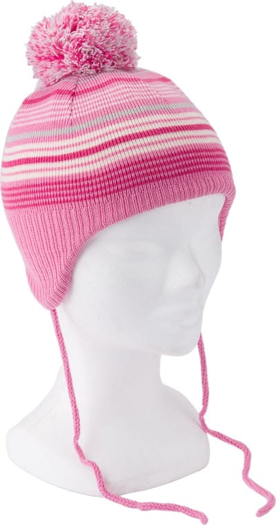 P&T Muts Baby met Pompon - Gestreept -Fuchsia-Roze-Wit - 43-45