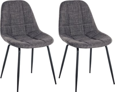 CLP Tom Set van 2 Eetkamerstoelen - Zonder armleuning - Fauteuil - licht grijs Stof