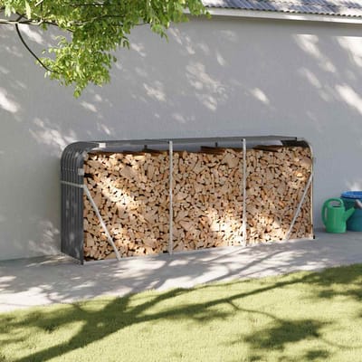 vidaXL - Houthouder - Antraciet - 234x45x100 - cm - Gegalvaniseerd - Staal