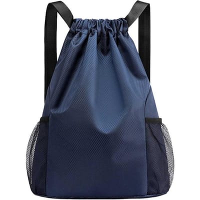 Sac à dos de sport à cordon coulissant, grande capacité, idéal pour le sport, le fitness, les voyages, l'extérieur, pour femmes et hommes, idéal pour la gym, la natation, la plage, le basket-ball bleu marine