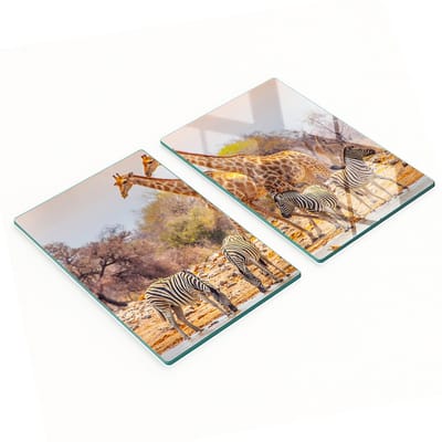 Glazen snijplanken met giraffe- en zebra-afbeeldingen, 2x40x52 cm