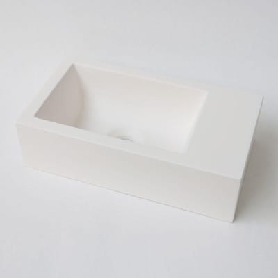 Fontein INK Contra Rechthoek Rechts 40x22x10cm Polystone Cilinder Mat Wit Zonder Kraangat