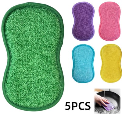 5 stuks-Afwasspons - afwasborstel - schoonmaakborstel - keukendoek - keukenaccessoires - geschikt voor het schoonmaken van potten, pannen, kookgerei en servies - groen - paars - blauw - geel - roze - 16*10*2cm