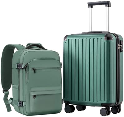 Dailygoods- Kabinenkoffer 55x40x20cm - Handbagage Koffer - Harde Koffer met TSA-slot - 4 Dubbele Wielen - Set met Rugzak 20L - Geschikt voor Ryanair/EasyJet - Handbagagekoffer