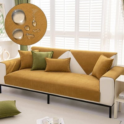 Waterdichte Bankhoes Chenille Bankkussen Effen Kleur Woonkamer Bankkussen Antislip Bankkussen Armleuninghoezen Voor Thuis A-70x70cm beige