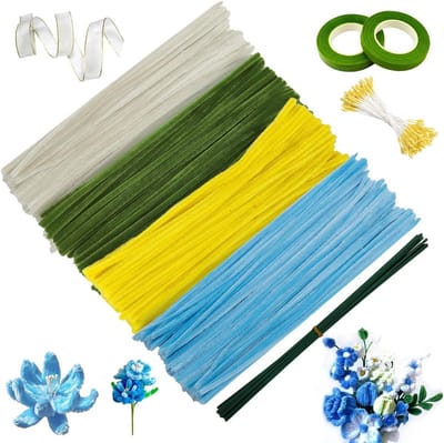 Craft set voor kunstbloemen - 4 kleuren - zachte pluche - ideaal voor creatieve projecten - ShopVlot