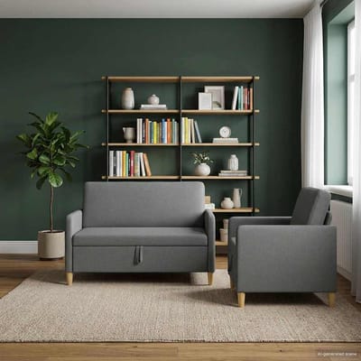 vidaXL - Sofa - Set - Met - Opslag - 2 - st - Donkergrijs - Polyester
