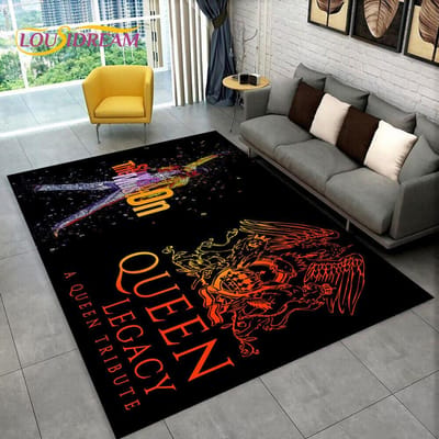 Freddie Mercury Queen-Rockband Vloerkleed, Tapijtkleed voor Woonkamer Slaapkamer Bank Deurmat Decoratie, Kinderspeel Antislip Vloermat 80*120cm