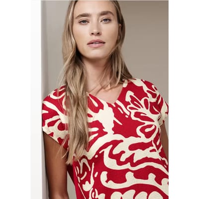 Shirt met gespleten hals en print op de voorkant