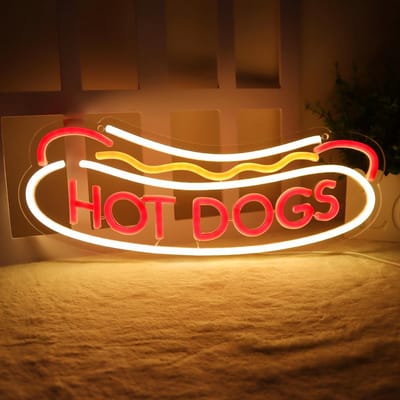 Daity Neonreclame voor hotdogs als wanddecoratie - neonreclame voor hotdogzaak - LED-bedrijfsreclame voor fastfoodrestaurant