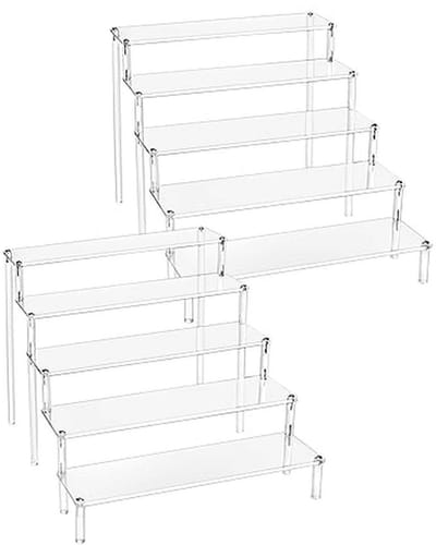 5-laags transparante acryl displaystandaard - Ideaal voor figuren, sieraden, cupcakes, lippenstift, nagellak en kruiden - 32x30x25cm (2 stuks)