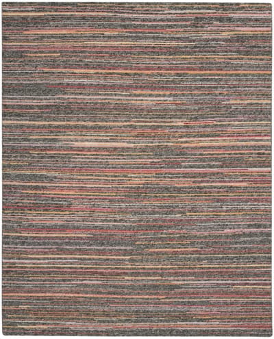 Nourison Plateau Grey Flame PAE01 Vloerkleed - 168 x 226 cm - Bruin - Rechthoekig - Wol - Eetkamer, Woonkamer - Strepen, Schakering - Modern