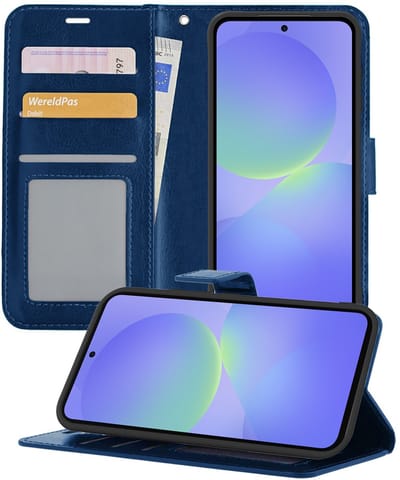 Hoesje - Geschikt voor Samsung Galaxy A36 - Luxe Bookcase - Walletcase Hoes - Portemonnee - Cover - Telefoonhoes - Donkerblauw