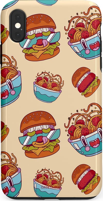 Casetastic Hoesje Geschikt voor Apple iPhone Xs Max - Stijlvolle Beschermende Duo-layer Case - Cartoon Hamburgers
