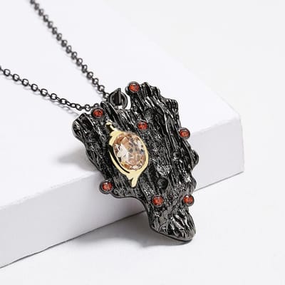 Onregelmatige Bohemia Geïnspireerde Dames Hanger Set In Geometrische Rode Zirkonia Ketting Please consult customer service. black