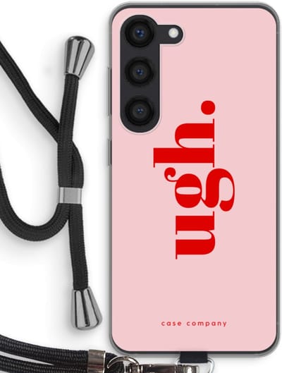 Case Company® - Hoesje met koord geschikt voor Samsung Galaxy S23 hoesje met Koord - Ugh - Telefoonhoesje met Zwart Koord - Bescherming aan alle Kanten en Over de Schermrand