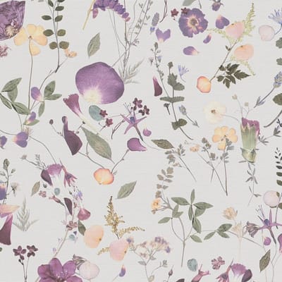 Bloemen behang Profhome 397462-GU vliesbehang hardvinyl warmdruk in reliëf licht gestructureerd met bloemmotief mat purper groen geel 5,33 m2