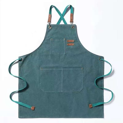 Canvasschorten Voor Mannen En Vrouwen - Unisex Schort Met 3 Zakken - Verstelbare Katoenen Werkschort - Chef-kok Schort Voor Keuken Grill En Koffiehuis - Ideaal Voor Barbecue Ambachtelijke Tuin En Barkeeper - Duurzaam En Gekruist Design-Smaragdgroen