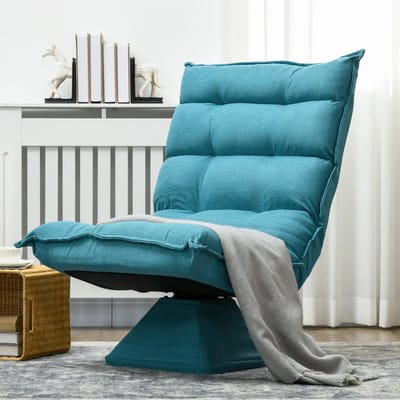 Pugsdrly Relaxfauteuil Leesfauteuil, draaibaar, fluweeloptiek, 62 cm x 70 cm x 95 cm, blauw