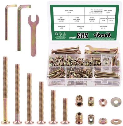 253-delige M6 x30/40/50/60/70/80mm Gegalvaniseerde Zeskantbouten, Platte Ringen en Gereedschapset voor Meubels en Bedden
