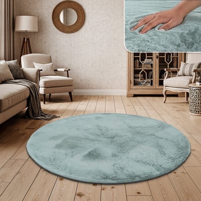 Paco Home Hoogpolig vloerkleed woonkamer kunstvacht superzacht effen 200 cm Rund