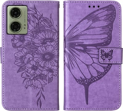 Coverup Hoesje - Geschikt voor Motorola Moto G04(s) / G24 (Power) / E14 Hoesje - Coverup Vlinder Book Case - Paars