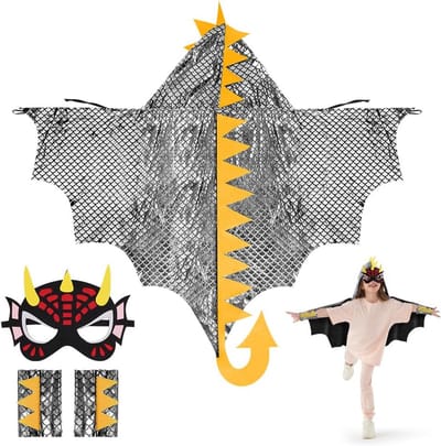 Dinosauruskostuum voor Kinderen, Verkleedcape met Masker voor Carnaval en Halloween, Perfect voor Rollenspel en Verjaardagsfeestjes