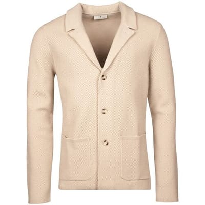 Thomas Maine Vest Cardigan Blazer Double Knit Structure On Face Beige / male