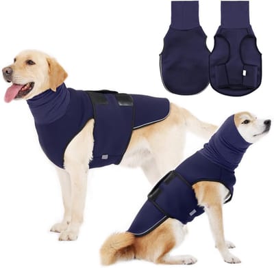 Anti-angstvest voor huisdieren - Ademende anti-angstjas met capuchon - Bescherming tegen onweer en vuurwerk - Klittenbandverstelbaar ontwerp - Blauw, maat XS