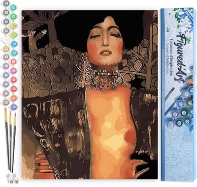 Figured'Art Schilderen op Nummer Volwassenen canvas Gustav Klimt - Judith - Handwerk acrylverf Kit DIY Compleet - 40x50cm zonder frame